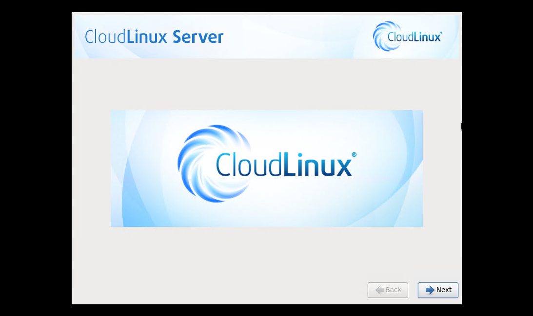 CloudLinux Installation Step 4: Welcome Screen