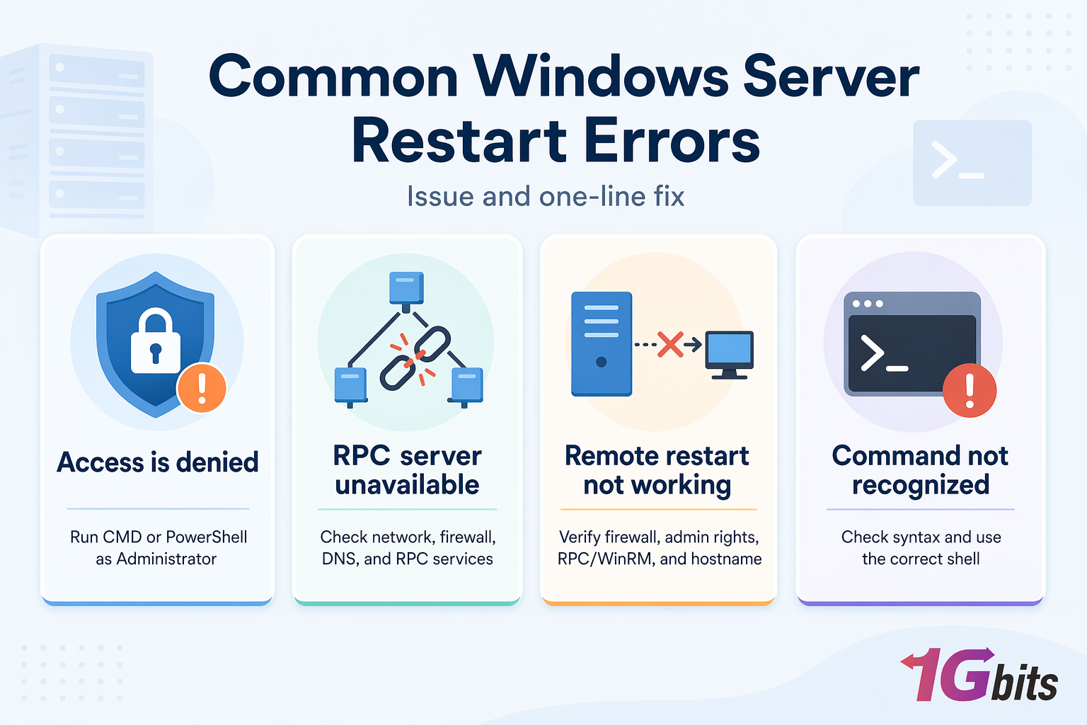 common Windows Server restart errors and troubleshooting examples