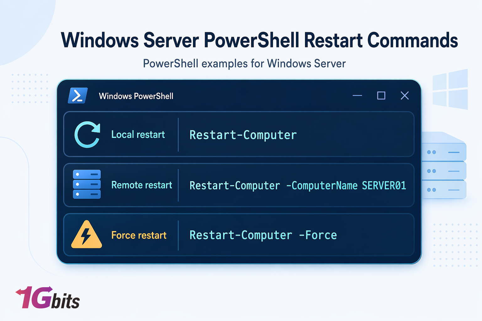 PowerShell commands for restarting local and remote Windows Server systems