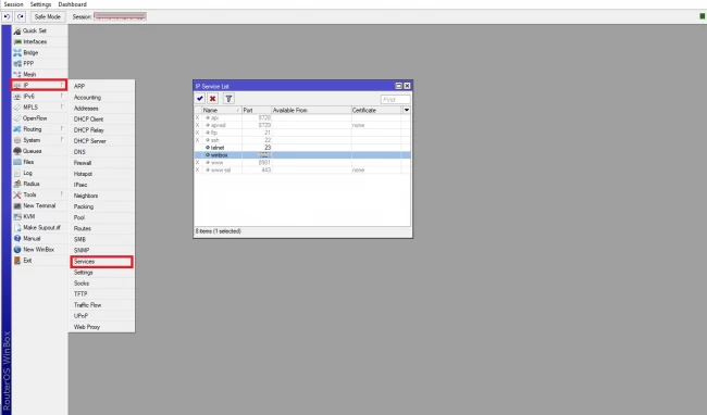 Winbox interface