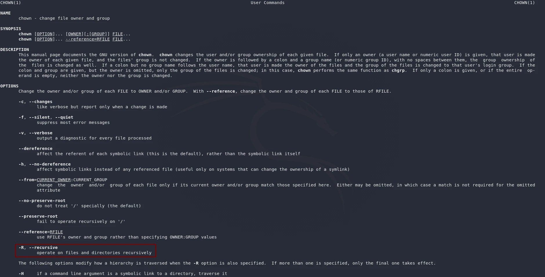 Chown recursive example