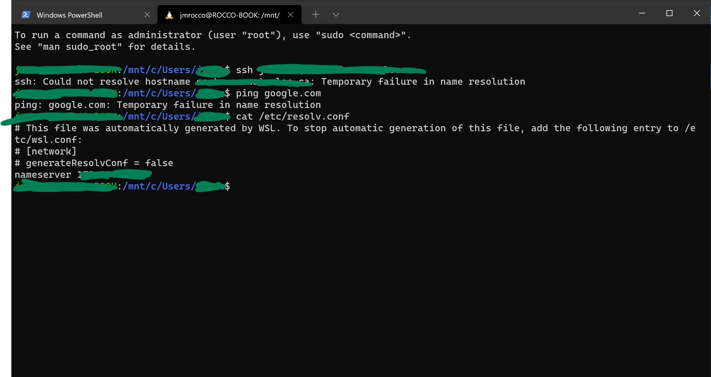 What is temporary failure in name resolution ping