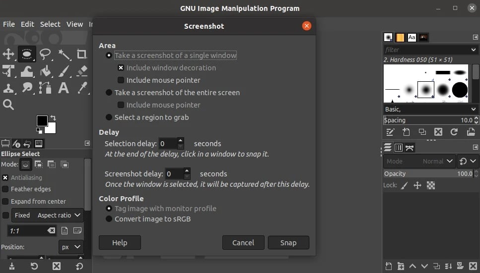 Creating Screenshots with GIMP
