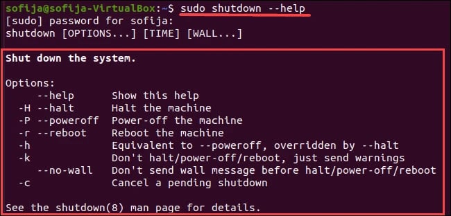 What Is the linux shutdown command