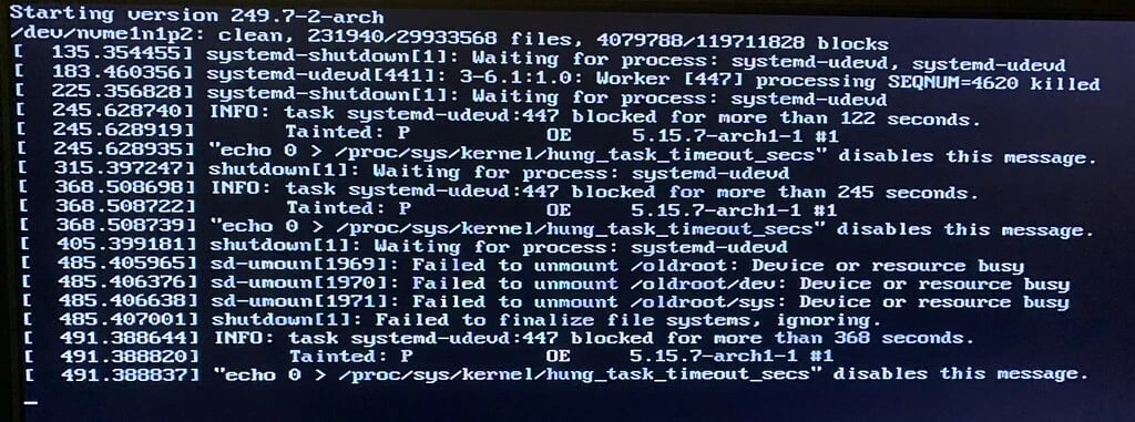 Arch linux shutdown command