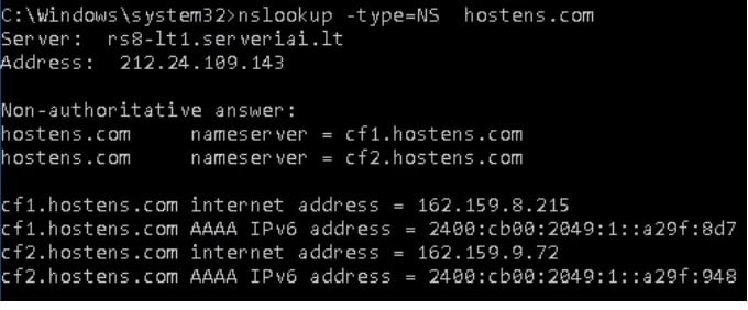 NsLookup commands to Getting the A Record of A Domain