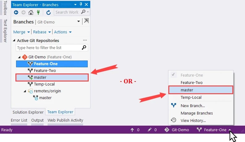 How to Git switch Branche