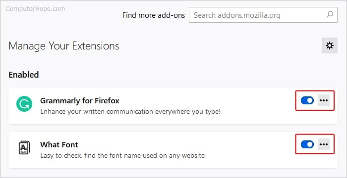 Disable Browser Extensions