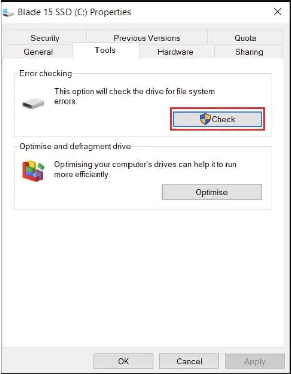 Click the Check