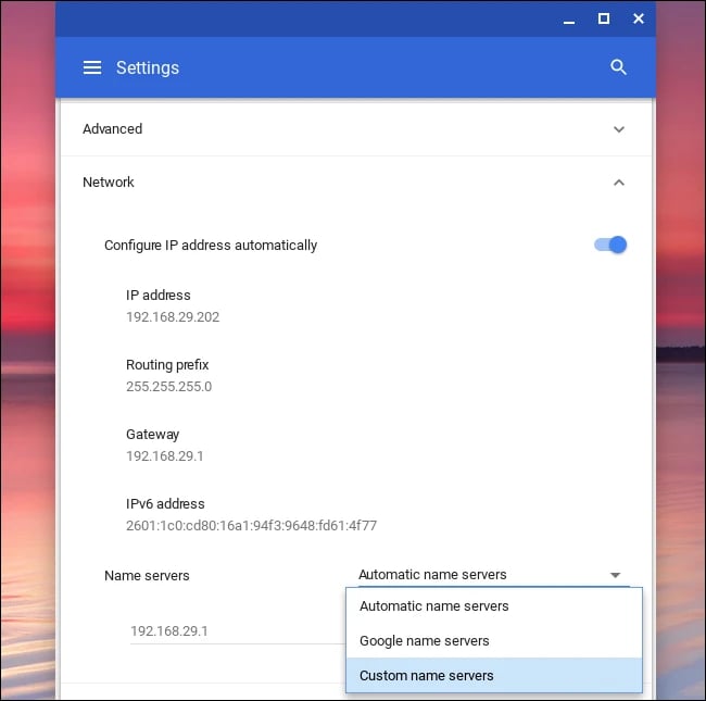 Choose Custom Name Servers