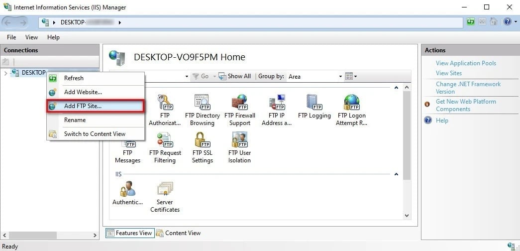 Add FTP Site