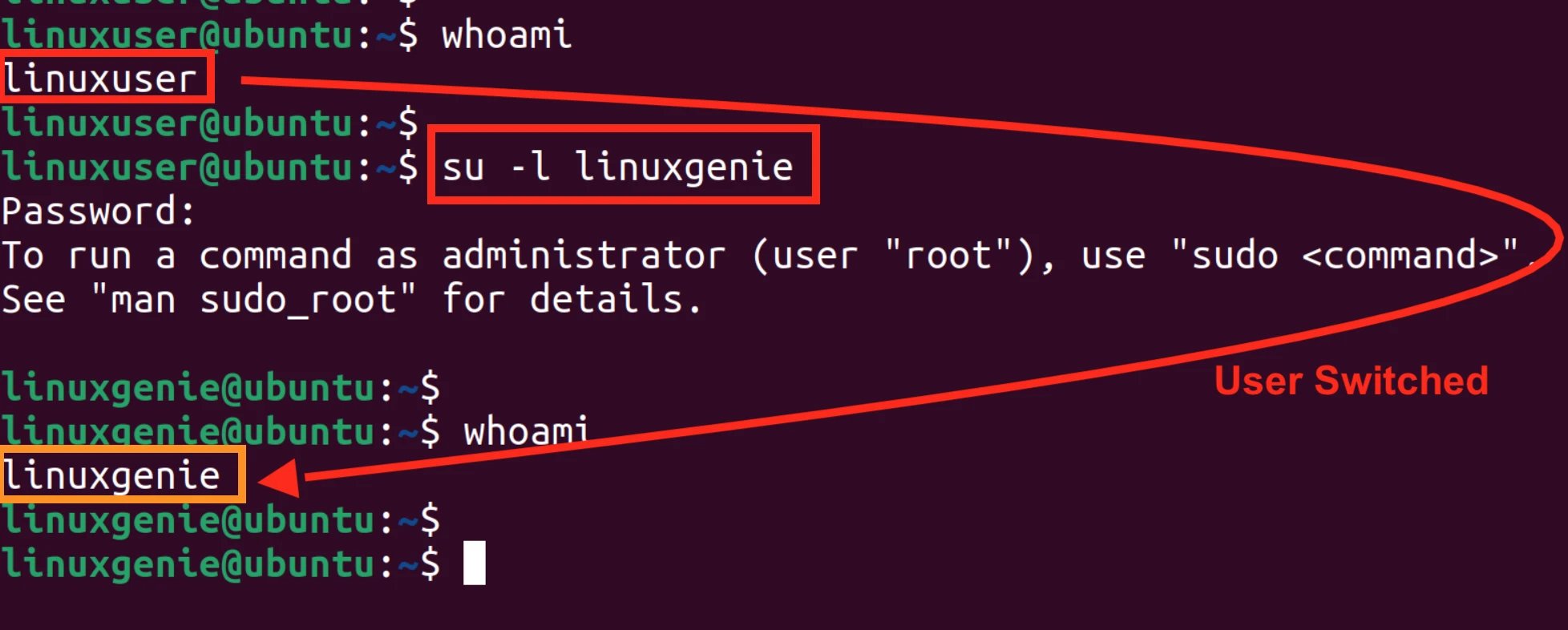 How to switch to root user in linux