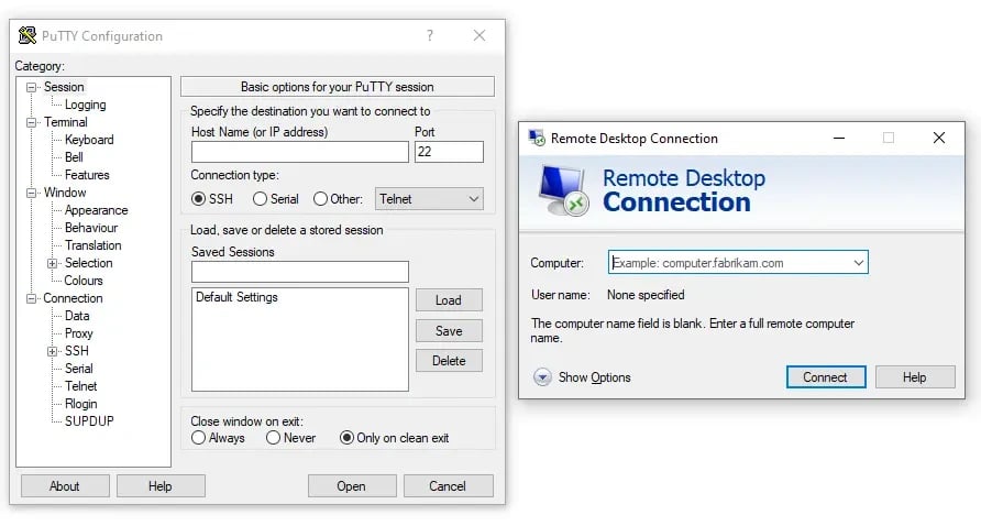RDP and SSH