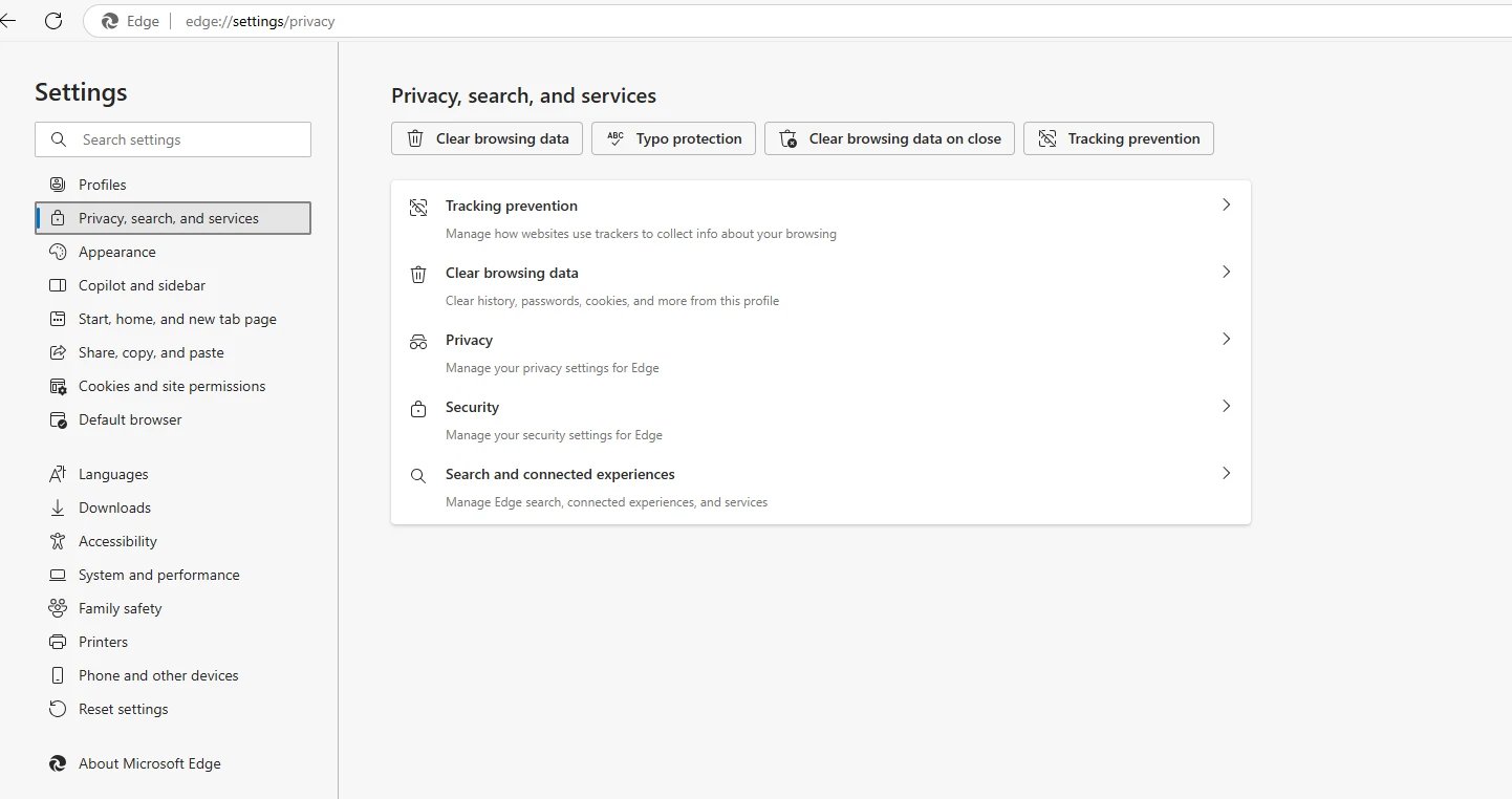 browser cache Edge