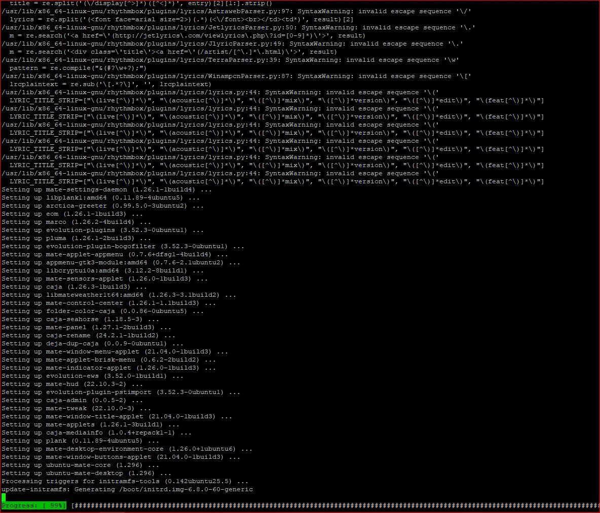 mate final installing