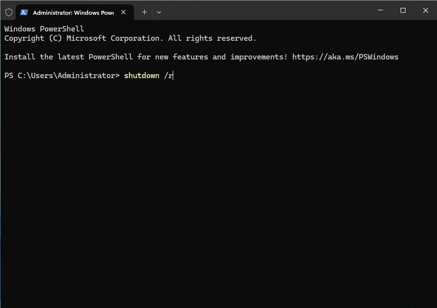 Restart Server from Command Prompt