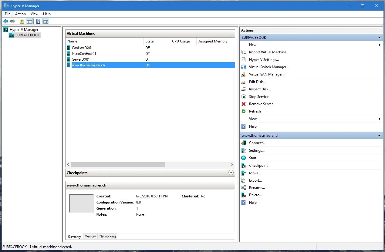 Hyper-V Manager Interface