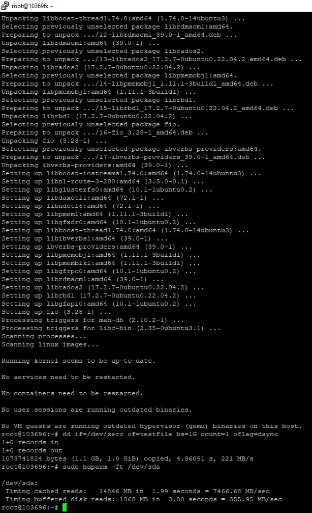Using hdparm – Read Speed Test