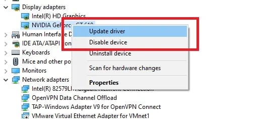 Device Manager Driver Updated