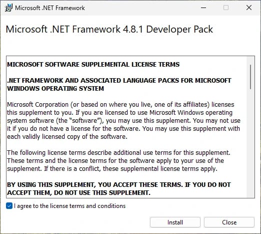 Install .NET framework