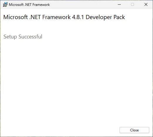 Installed .NET framework