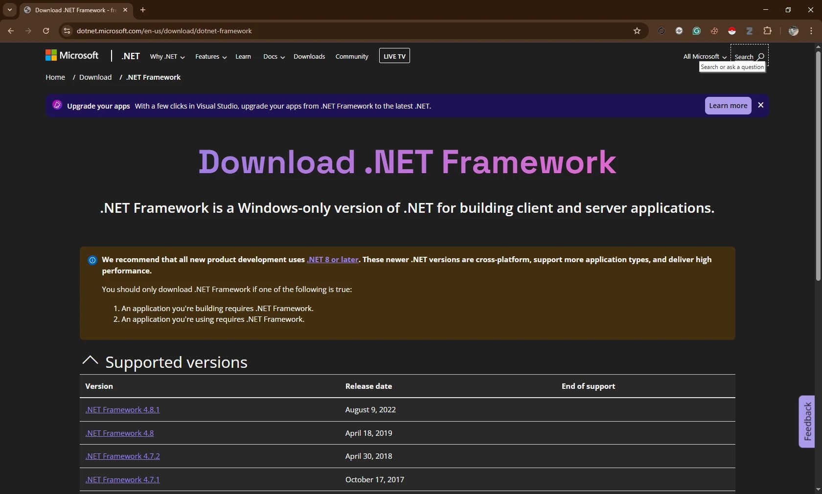 Download .NET framework