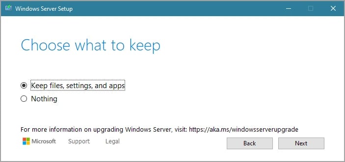 Keep files and settings