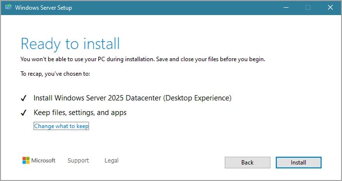 windows server setup select edition
