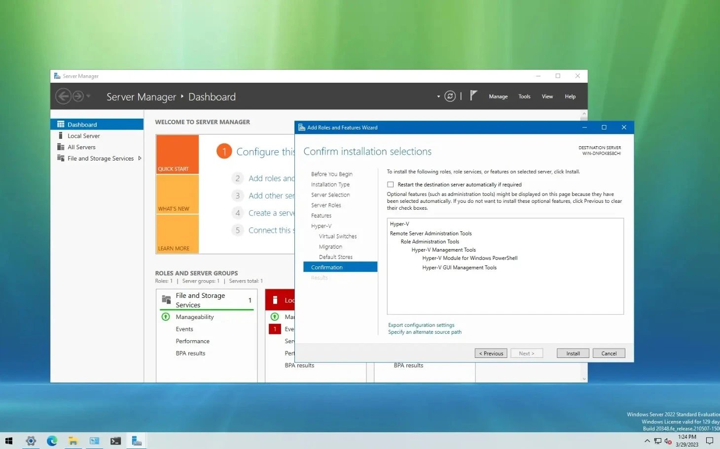 Installing & Activating Hyper-V on Windows Server
