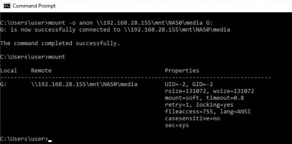 Mount NFS Share on Windows Server 2019