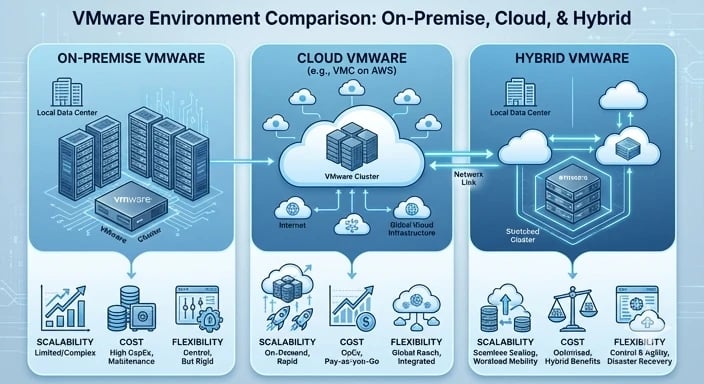 VMware cloud architecture with hybrid cloud and VMware on AWS integration