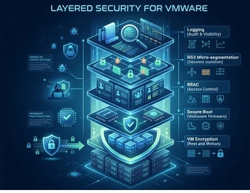 VMware security features including encryption, micro segmentation and secure boot