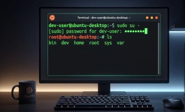 how to switch to root user in Linux terminal using sudo command Ubuntu