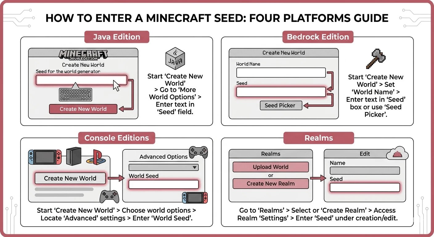 How to enter a Minecraft seed in Java, Bedrock, Console, and Realms