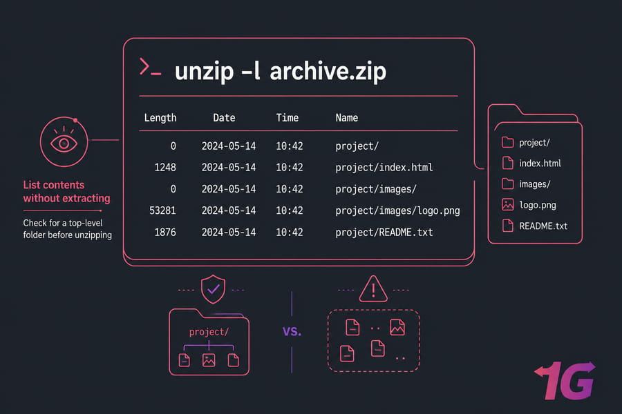 List ZIP contents without extracting