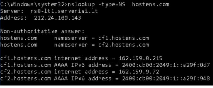 NsLookup commands to Getting the A Record of A Domain