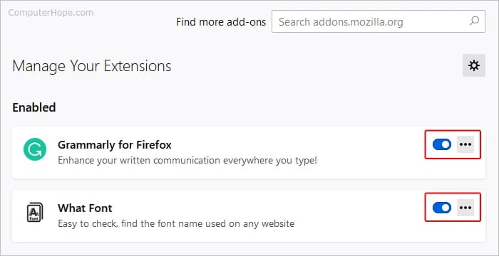 Disable Browser Extensions