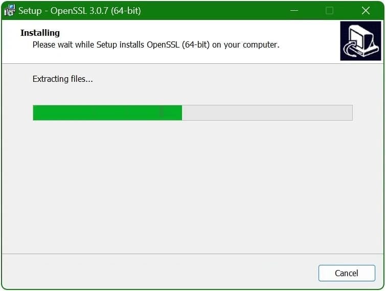 OpenSSL installation wizard steps