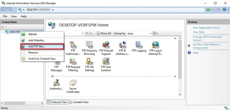 Add FTP Site