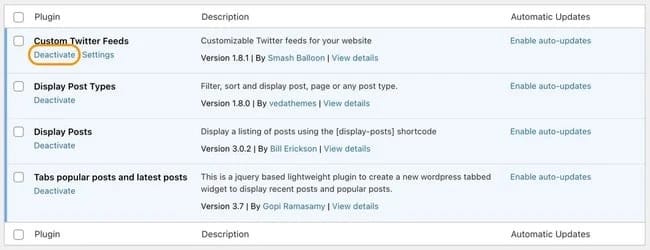 Deactivate Plugins or Themes