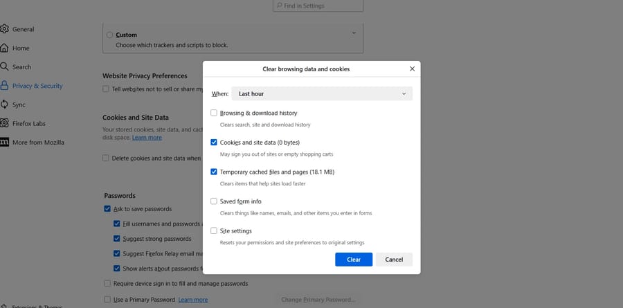 How to clear Cache Firefox