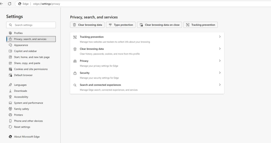 browser cache Edge
