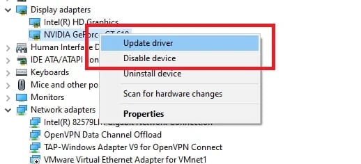 Device Manager Driver Updated