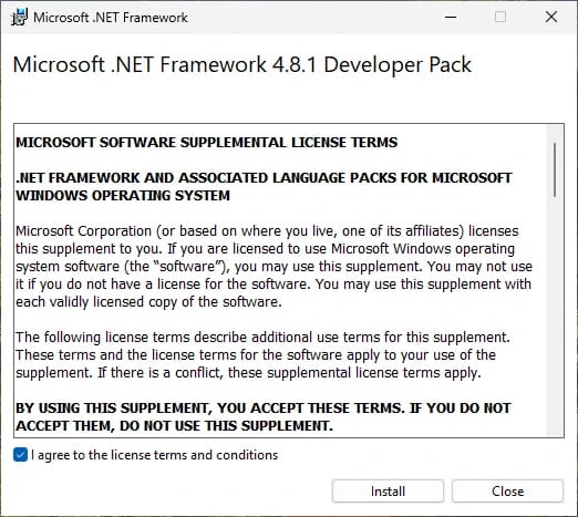 How do I Install dot NET Framework on Windows Server?