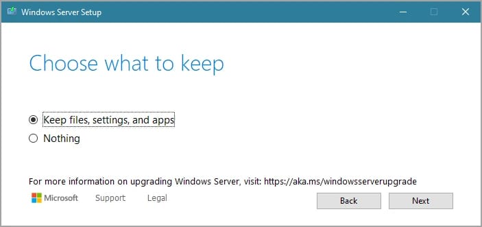 Keep files and settings