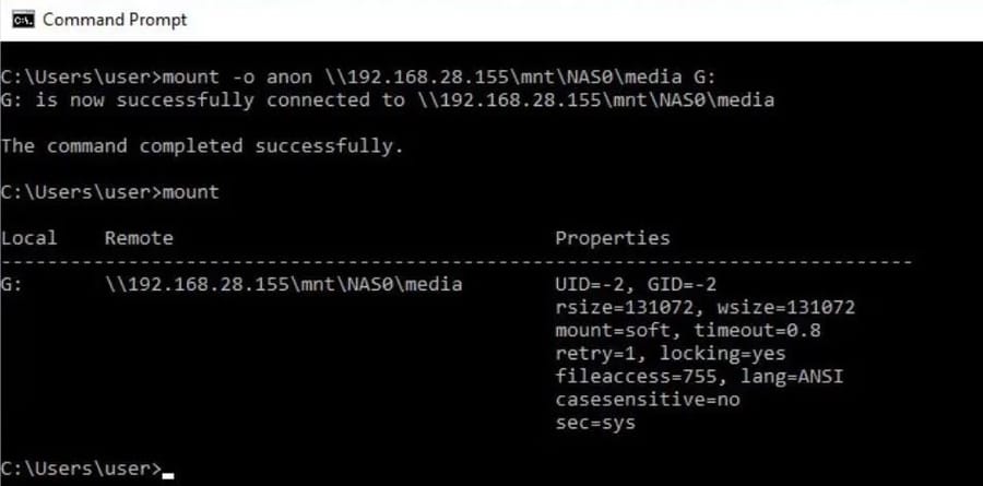 Mount NFS Share on Windows Server 2019