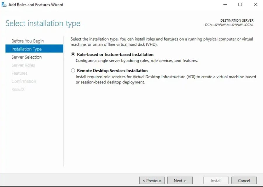 Feature-based installation