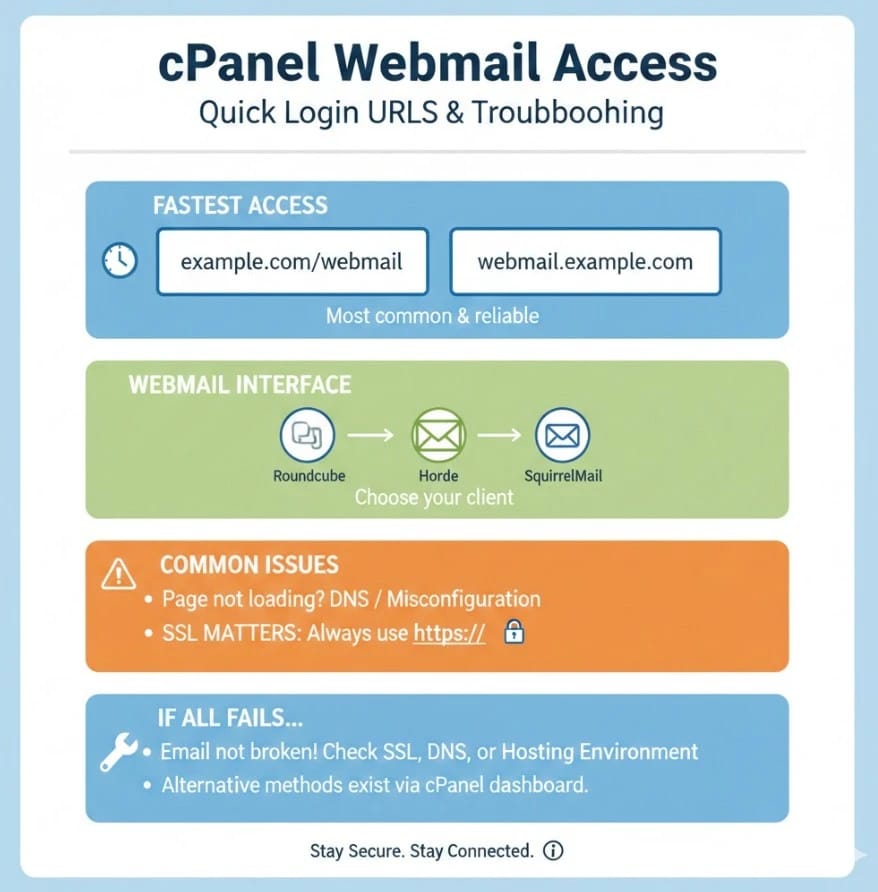 cPanel Webmail Login URL cPanel Webmail Login URL methods and ports