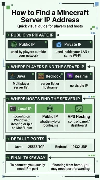 how to find the Minecraft server's IP