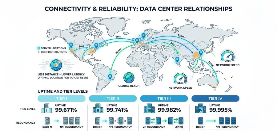 Network, uptime, and data center location